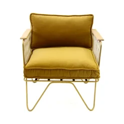 Fauteuil Croisette En Velours Camel - Dore & Bois Clair-Honoré New