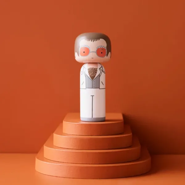 Figurine En Bois Kokeshi Sketch.Inc Elton Blanc - 14.5 Cm-Lucie Kaas Discount