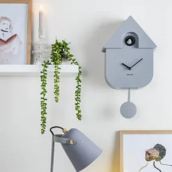 Horloge Modern Cuckoo En Metal L 21.5 X H 41 Cm - Gris-Sélectionné par Fleux Best
