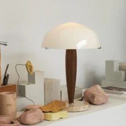 Lampe A Poser Herman Shy3 - Noyer & Marbre Creme-And Tradition Sale