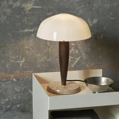 Lampe A Poser Herman Shy3 - Noyer & Marbre Creme-And Tradition Sale