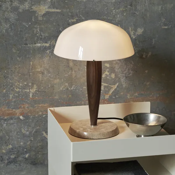 Lampe A Poser Herman Shy3 - Noyer & Marbre Creme-And Tradition Sale