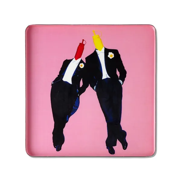 Plateau Carre Ketchup & Moutarde En Fer - 30 X 30 Cm-Gangzai Clearance