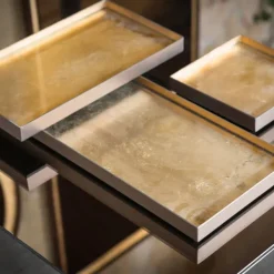 Plateau En Verre Gold Leaf - Dore-Ethnicraft Online