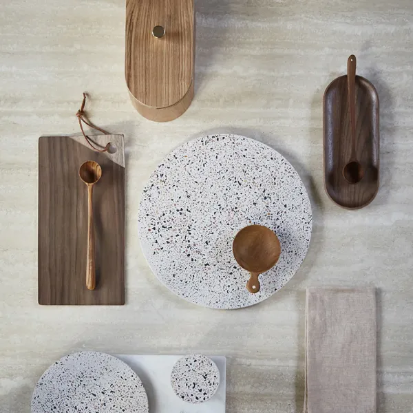Plateau Rond En Beton - Terrazzo-HK Living Sale