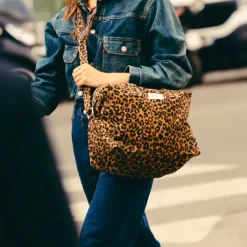 Sac Sauval City Bag En Coton Recycle - Leopard-Rive Droite Paris Best