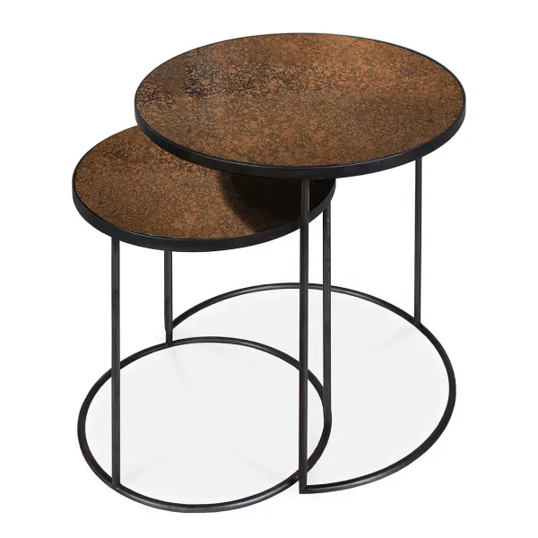 Set De 2 Tables D'Appoint Heavy Aged Bronze-Ethnicraft Best