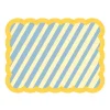 Set De Table Biscotti A Rayures - 38 Cm X 48 Cm - Bleu & Jaune-Fleux Sale