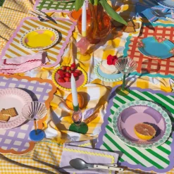 Set De Table Biscotti A Rayures - 38 Cm X 48 Cm - Ocre & Rose-Fleux Outlet