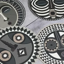 Set De Table Rond Masque Africain Doupa En Vinyle - O 38 Cm-Pôdevache Best