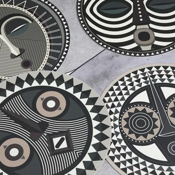 Set De Table Rond Masque Africain Dourou En Vinyle - O 38 Cm-Pôdevache Discount