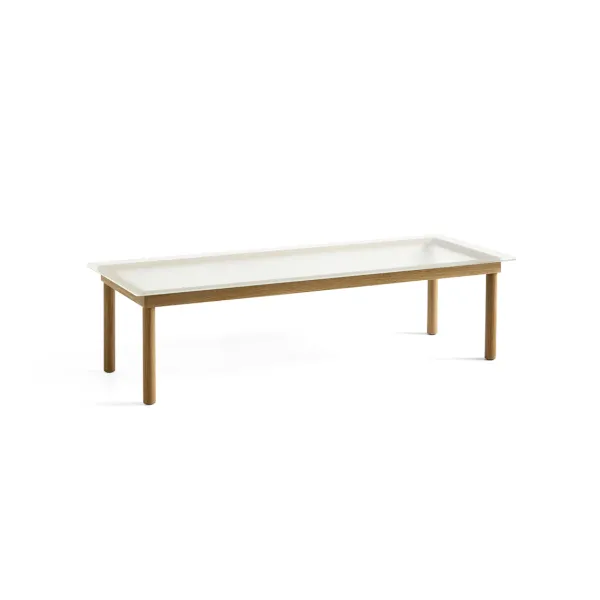 Table Basse Kofi Chene Massif & Verre Roseau Transparent - L 140 X L 50 X H 36 Cm-Hay Discount
