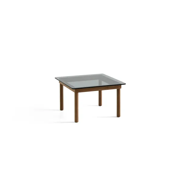 Table Basse Kofi Noyer Massif & Verre Teinte Gris - L 60 X L 60 X H 36 Cm-Hay New
