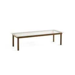 Table Basse Kofi Noyer Massif & Verre Roseau Transparent - L 140 X L 50 X H 36 Cm-Hay New