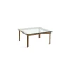 Table Basse Kofi Noyer Massif & Verre Clair - L 80 X L 80 X H 36 Cm-Hay Online
