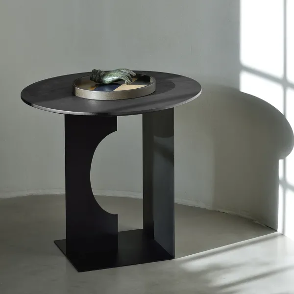 Table D'Appoint Arc En Teck Noir Verni - O 50 Cm-Ethnicraft Best