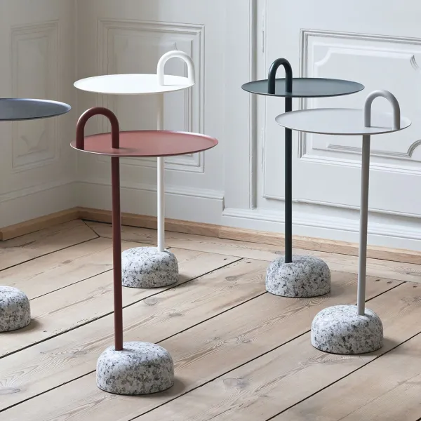 Table D'Appoint Bowler En Acier Et Granit - Rouge-Hay Online