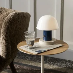 Table D'Appoint Lato Ln8 Chene / Marbre Crema Diva - O 40 Cm-And Tradition Hot
