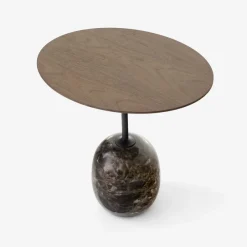 Table D'Appoint Lato Ln9 Noyer / Marbre Emparador - O 50 Cm-And Tradition Sale