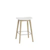 Tabouret De Comptoir Fiber Pieds Bois Naturel + Assise Blanc-Muuto