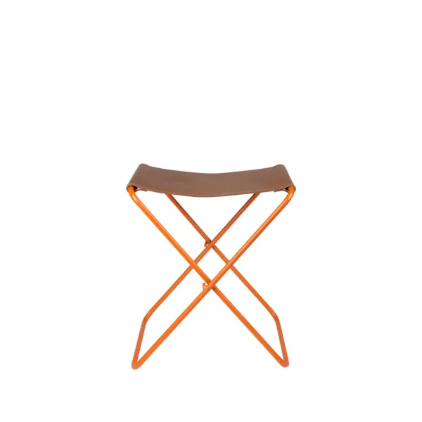 Tabouret Pliant Nola Cuir Et Fer - 39 X 31 X 45 Cm - Pumpkin Orange-Broste Copenhagen New