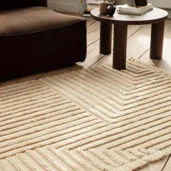 Tapis Crease En Laine Plissee - 140 X 200 Cm - Sable Clair-Ferm Living Online