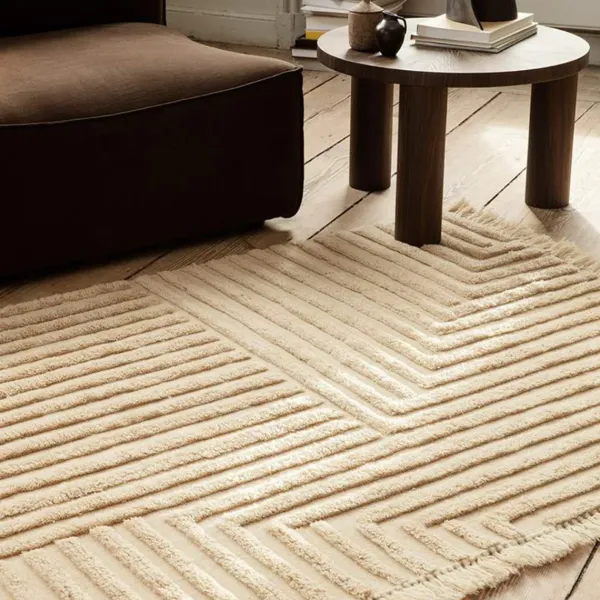 Tapis Crease En Laine Plissee - 140 X 200 Cm - Sable Clair-Ferm Living Online