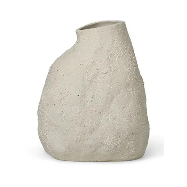 Vase Vulca En Gres Emaille L - Blanc-Ferm Living